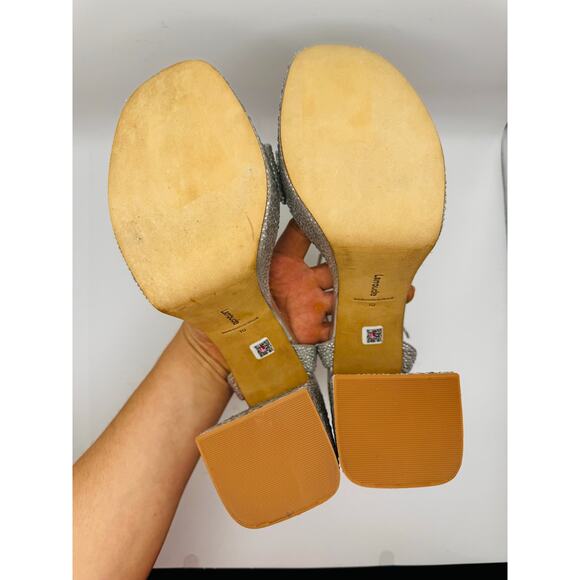 Larroudé Dolly Retro Y2K Crystal Party Sandal In Gray Suede size 10 - Picture 6 of 13